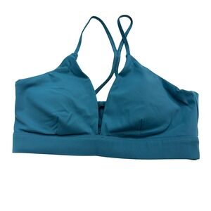 JoyLab V Neck Y Back Sports Bra Women L Blue Removable Pads